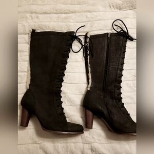 UGG Camille Shearling Lace Up Tall Heeled Boots